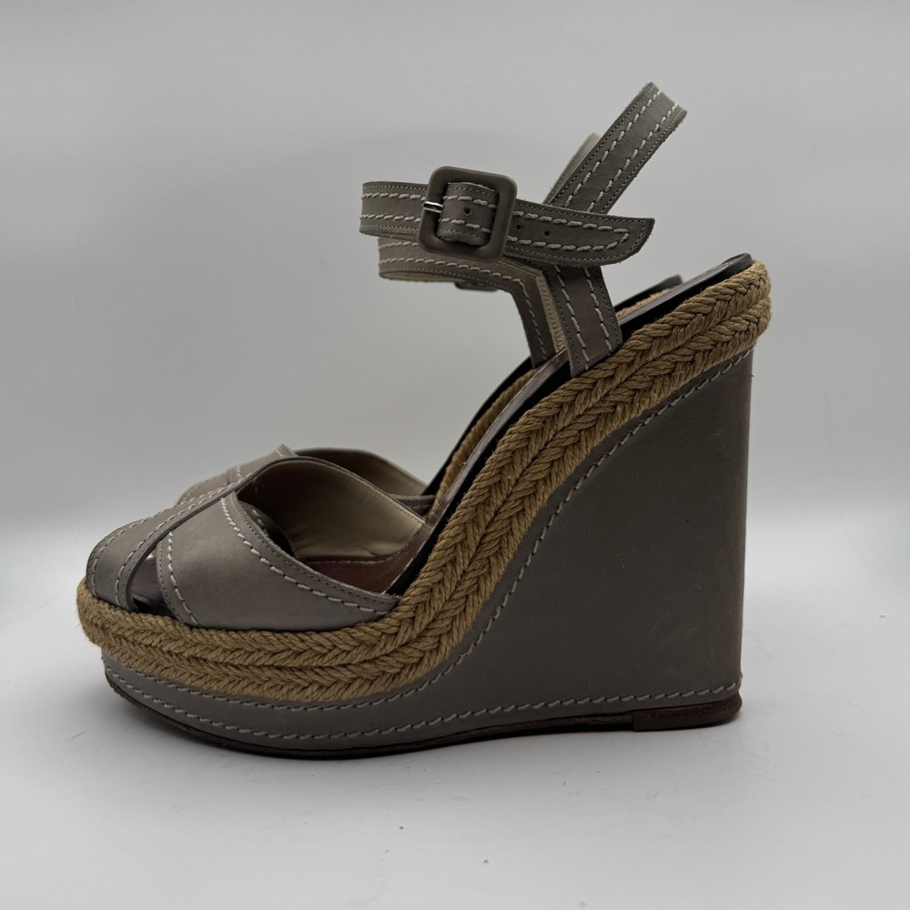 Christian Louboutin Taupe Wedge Espadrilles